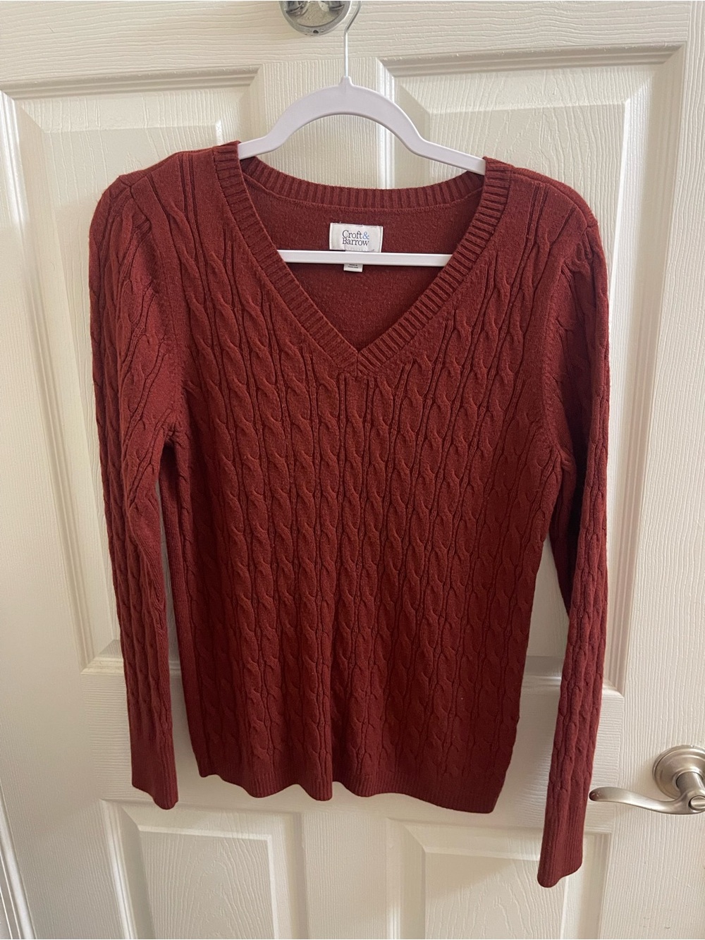 croft & barrow Women's Cable-Knit V-Neck Sweater